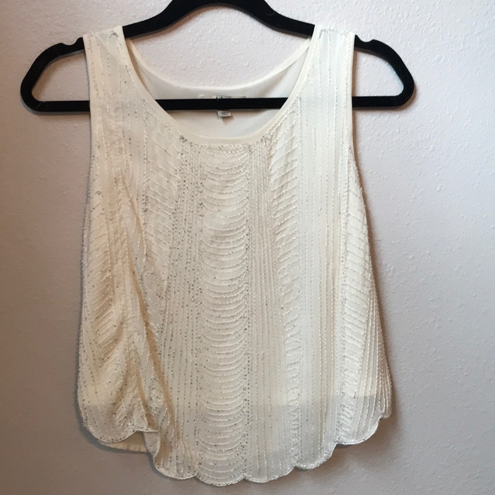 Ya Los Angeles crop scalloped beaded top